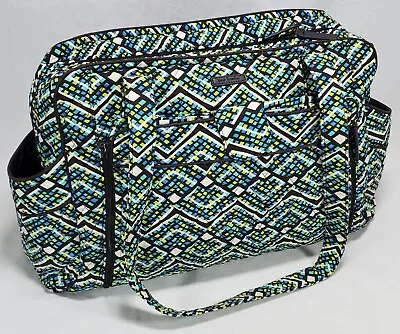 Vera Bradley Large Diaper Bag Stroll Around Tote Blue & Green Geometric Print • $32