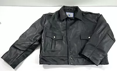 Xl Short Black Mens Taylor's Leatherwear Chicago Style Leather Police Jacket • $199