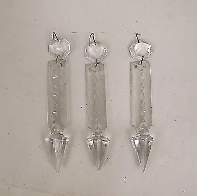 Vintage 4  Clear Cut Spearhead Crystal Prism For Lamps/ChandeliersEtc. • $15