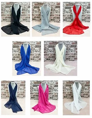 Chiffon Scarf Neck Scarf Plain Wedding Funeral Soft Feel • £3.99