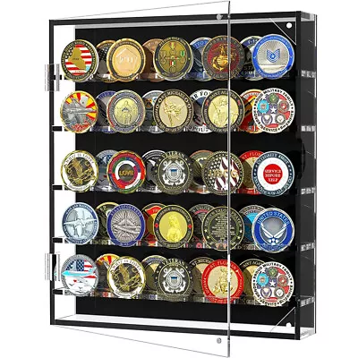 Acrylic Military Challenge Coin Display Case Cabinet Rack Holder Badges Coin Box • £19.90