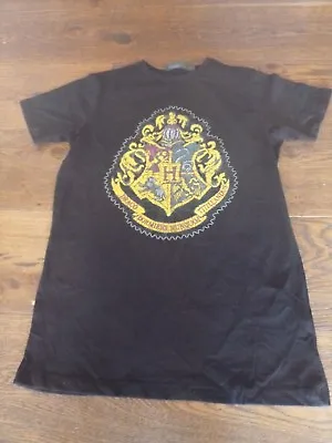 Harry Potter Black Logo School Shield T Shirt 100% Cotton Uk 8 10 Atmosphere Bnw • $17.23