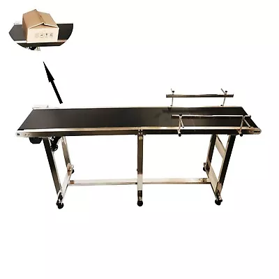 Electric PVC Belt Conveyor W/Double Guardrails Adjustable Speed 82.6 *11.8  110V • $784.90