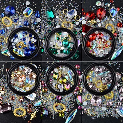 6 Boxes 3D DIY Clear AB Rhinestones Crystal Glass Drill Jewelry Genie Beads Mix • $7.53