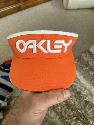 Oakley Mens Unisex Orange White Lettering Logo Visor Golf OSFA Strapback • $30