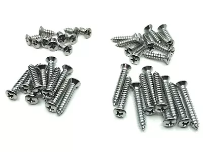 40 Pcs #10 With #8 Phillips Oval Head Chrome Interior Trim Screws Fits Chevy GM  • $9