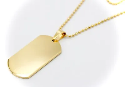 Mens Gold Colour Dog Tag With FREE Personalised Engraving & Gift Box • £18.50