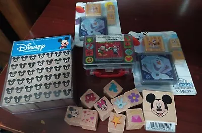 Mickey And Minnie/ Wooden Rubber Stamp Sets/ Olaf / Some New Some Used • $10.99