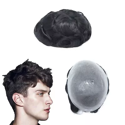 Mens Toupee Human Hair Replacement System V-looped Ultra Thin Skin Pieces NG • £119.99