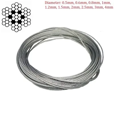 £1.19 • Buy 304 Stainless Steel Wire Rope Cable Flexible 0.5mm 1mm 1.5mm 2mm 2.5mm 3mm 4 Mm