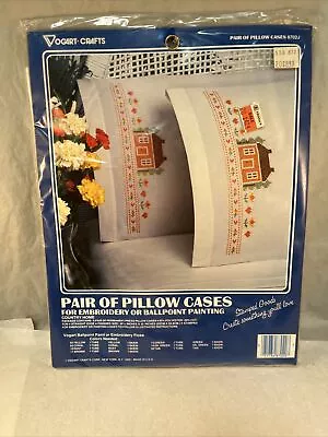 Vogart Crafts Pillow Cases Embroidery Or Painting Cross Stitch House Flower • $15.99