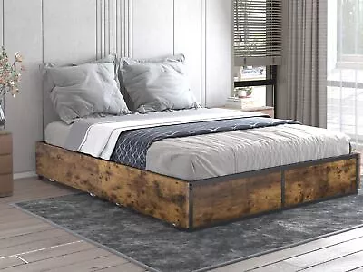 $259.98 • Buy Queen Size Metal Bed Frame With 4 Large Storage Drawers, Metal Slat