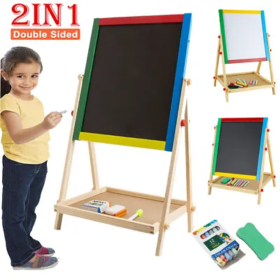 Easel Dry Erase White Board 2 In 1 Kid Drawing Writing Learning Toy Board Chalk • £15.39