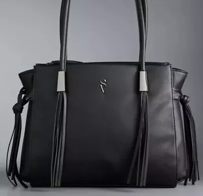 New Simply Vera Wang Malta Fringe Tote Bag Handbag Purse - Black • $49.95