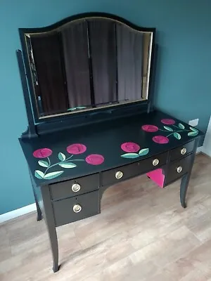Unique Upcycled Antique Dressing Table With Hand-painted Mackintosh Rose Design • £300