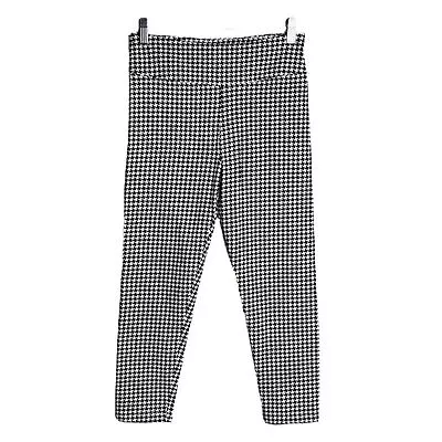 J. Crew Cropped Leggings Black White Houndstooth High Rise Pull On Pants Size S • $23.92