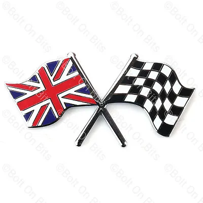 Union Jack Chequered Flags Badge Metal Enamel Self Adhesive MG ZR ZS ZT MGF MGTF • £9.99