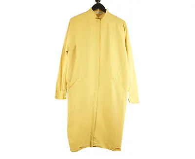 Vintage 1970s Halston Tunic Dress Raw Silk Couture Long Sleeve Cocoon Yellow 70s • $435.91
