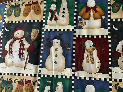 Vintage Debbie Mumm Fabric SNOWMAN  Design 44  Wide 2 Yds 23 Inches Unwashed • $18