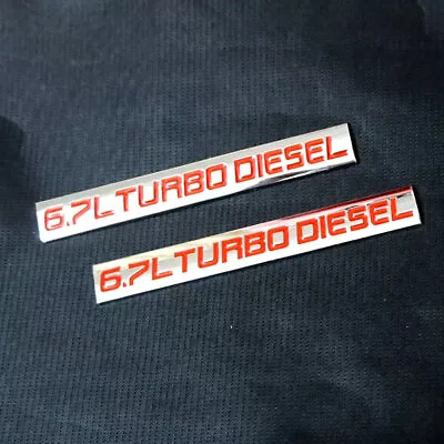 2x Chrome Red 6.7L TURBO DIESEL Metal Emblem Decal Sticker Badge Car Vehicle 4x4 • $15.98