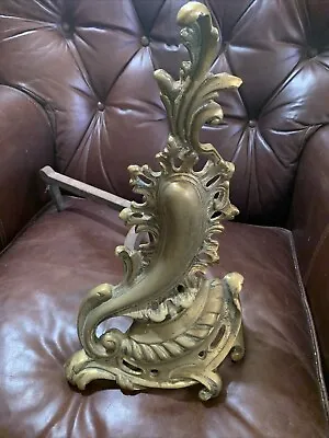 Vintage Rococo Style French Brass Fireplace Andiron ONE ONLY!  But Lovely! • $85