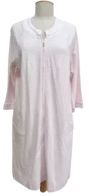 Carole Hochman Full Zip Spa Waffle Robe Midi Length  3/4 Sleeve  Pink • $11.99