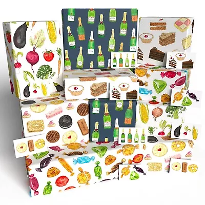 £13.95 • Buy Food And Drink - 10 Sheets & Tags - 100% Recycled Birthday Wrapping Paper