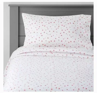 3 Pcs Pillowfort Toddler Kids Sheet Set Red Moon And Stars Cotton USA • $19.99