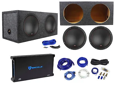 (2) MTX 7512-22 12  3000w Car Subwoofers+Sealed Sub Box+Mono Amplifier+Amp Kit • $931.85