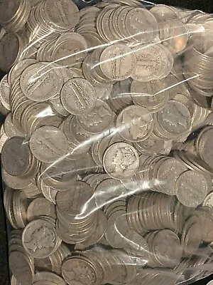 Full Roll Of 50 Circulated Silver Mercury DImes From Estate Collection 90% • $119.90