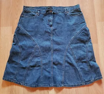 New York & Company Denim Skirt Size 16 Flare A Line Stretch Medium Wash • $19.99