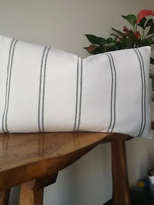 12x20  French Country Farmhouse Grey Double Striped Off White Cushion Cover  • £16.50