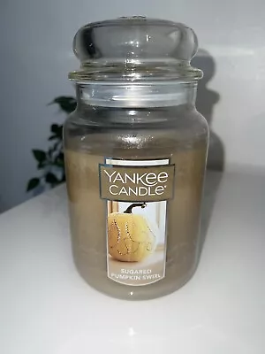 Yankee Candle Sugared Pumpkin Swirl Large Jar Rare Retired Deerfield Label 🎃 • £30