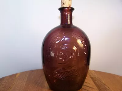 Vintage Amethyst Glass Bottle Wheaton Glass. George Washington Profile W/cork • $16.99