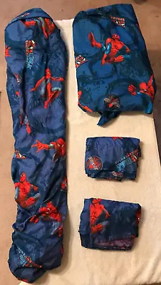 Blue Red Polyester Spiderman SPIDER-MAN TWIN SHEET SET FITTED FLAT And VALANCES • $10.39