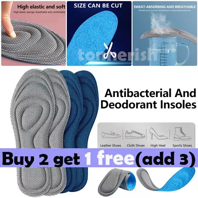 Memory Foam Orthopeadic Insoles For Shoes Womens Mens Nano Antibacterial Massage • £2.75