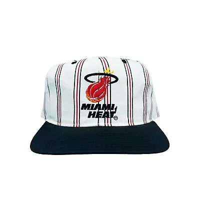 Vtg Rare NBA Miami Heat Starter Pinstriped Two Tone Snapback Hat Cap • $175