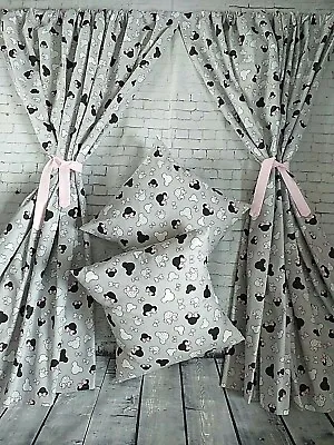 £15.99 • Buy Cotton Grey Mickey Mouse Disney Nursery Kids Bedroom Light Curtains No Lining