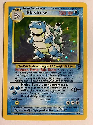 Vintage 90’s Pokémon TCG Blastoise Base Set 2 2/130 Holo Unlimited Holo Rare • $55