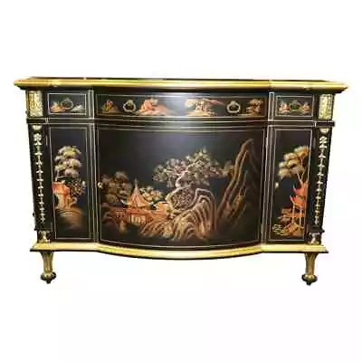 John Widdicomb Chinoiserie Paint Decorated Commode Buffet With Gilded Details • $5355