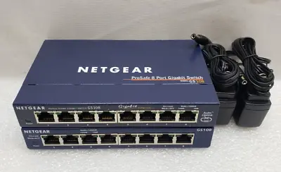 (Lot Of 2) NETGEAR ProSafe 8-Port Gigabit Ethernet Network Switch GS108 #99 • $24.99