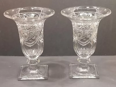 Pair Heisey Glass Elegant Ipswich Candle Holder Vase Luster Missing Prisms • $40