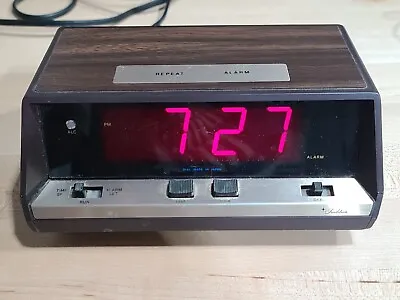 Sears Roebuck Digital Alarm Clock Tradition Model #47198 Clock VTG Woodgrain 70s • $14.86