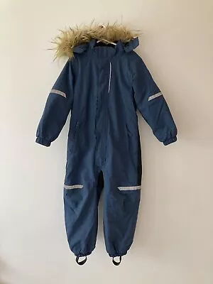 Polarn O Pyret Blue And Black Waterproof Fleece Lined Snowsuit 4-5 Years • £9.99