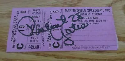 1993 Martinsville Speedway Nascar Ticket Autographed Bobby Allison Robert Yates • $60