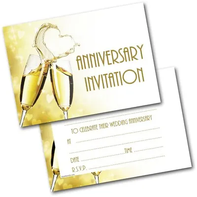 £4.99 • Buy 20 X Silver Pearl Ruby Golden Diamond Wedding Anniversary Invitations Invites