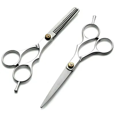5.5 Hairdressing Scissors Salon Barber  Cutting &Thinning SHEARS SET Razor Sharp • £4.99