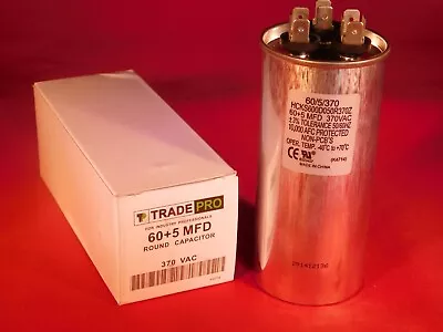 $11.68 • Buy Dual Run Cap 60/5 MFD 370v Electric Motor Run Oil Fill Capacitor Uf HVAC 60-5