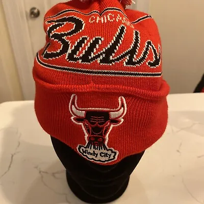 Chicago Bulls Pom Beanie Hat Adult Mitchell And Ness • $15