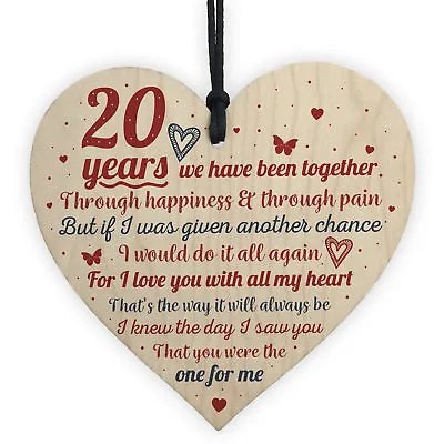 Anniversary 20th Wedding Anniversary Engagement Wood Heart Plaque Gift Keepsake • £3.99